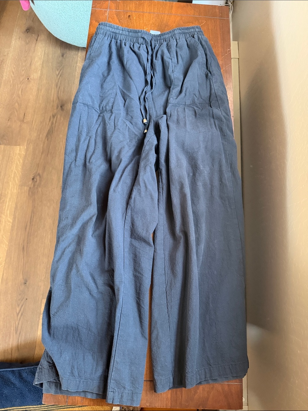 Small Womens  Casual Drawstring Pants in Black